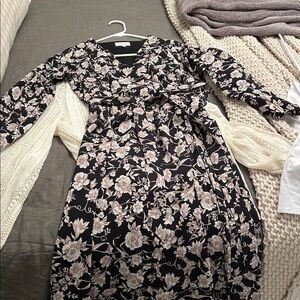 Bohme floral black long sleeve dress